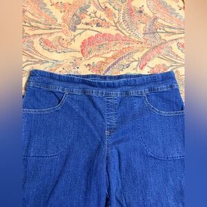Terra & Sky Dark Blue Stretch Denim Pull-On Knee Shorts/Peddle Pushers Size 1X